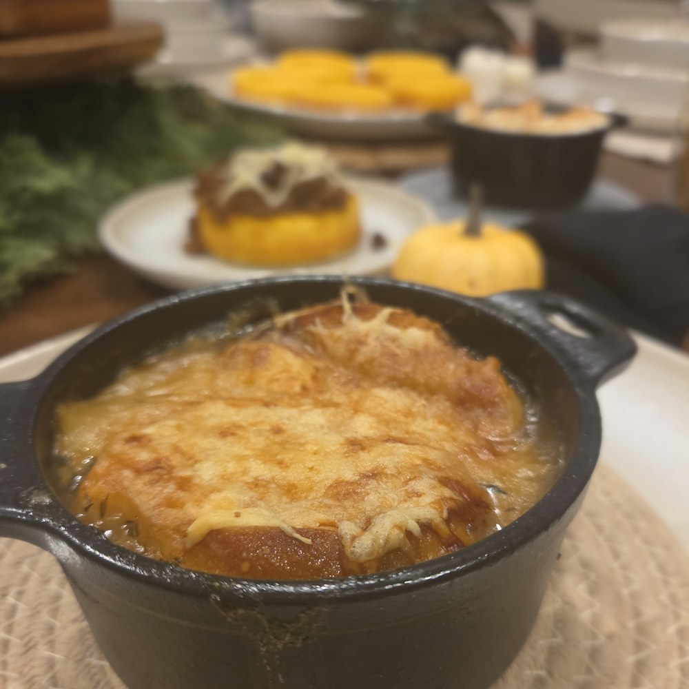 French onion soup in a mini cocotte